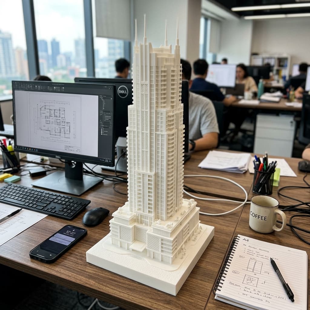 High-detail 3D printed architectural scale model produced by HexCode Toronto